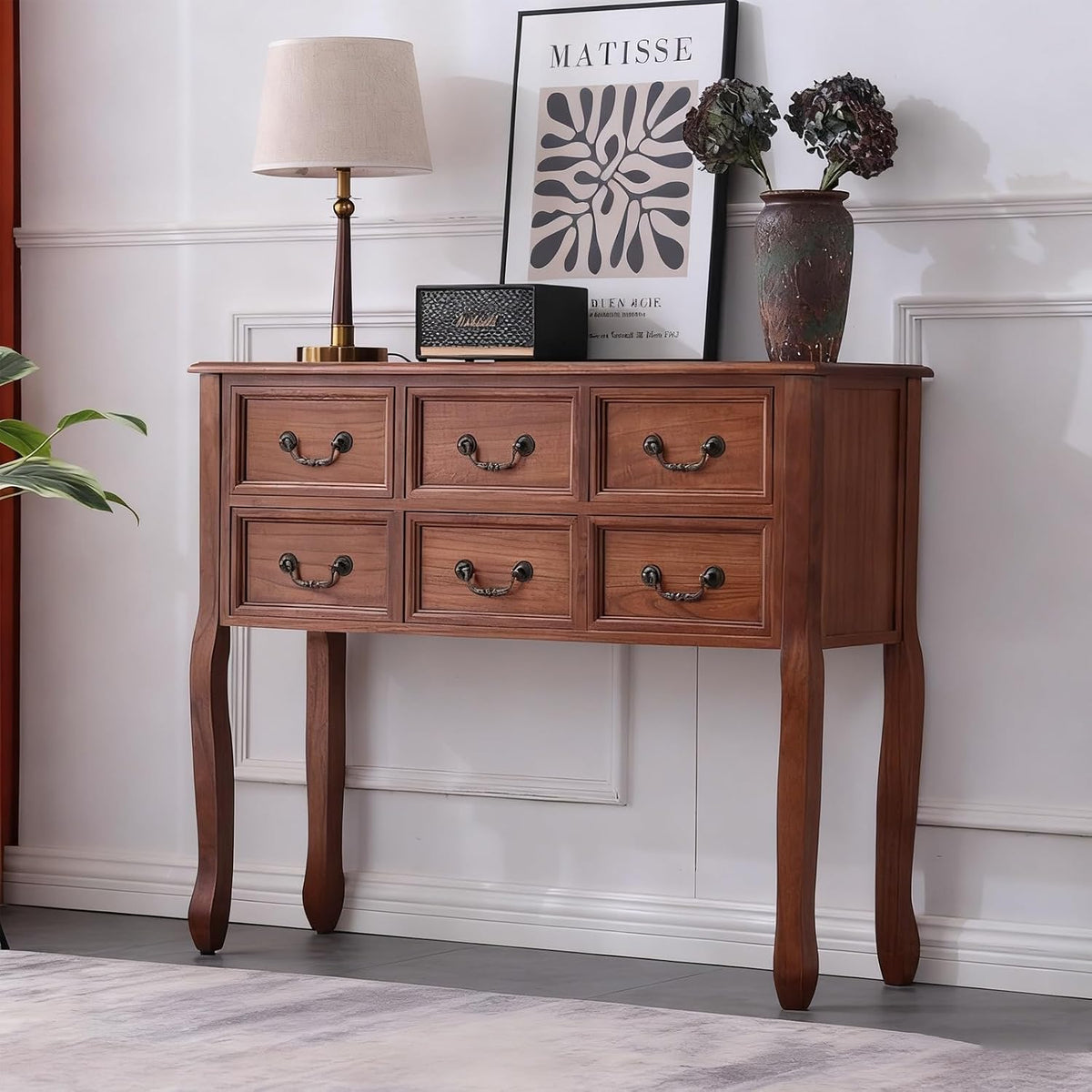 Credenza YITAYMLI, Noce, 100 cm, legno massello, con contenitore, per soggiorno