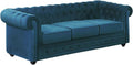 Divano Vente-unique, 205 × 88 × 72 cm, 3 posti, Verde/Blu petrolio, velluto, per soggiorno