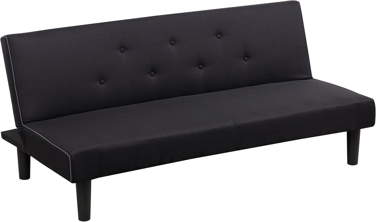 Baroni Home Divano letto, 3 posti, 167 × 70 × 77 cm, Nero, tessuto, plastica, trasformabile, reclinabile, imbottito, per soggiorno