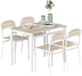 HOMCOM Set da pranzo, Grigio/Bianco, 5 pezzi, 4 sedie, MDF, per sala da pranzo e cucina