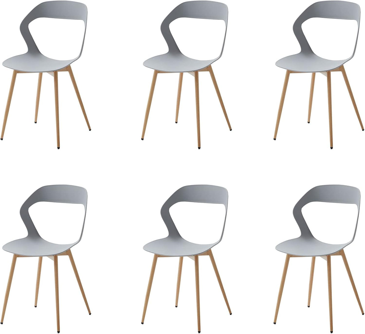 GrandCA HOME Set di sedie da pranzo, 6 sedie, 43 × 43,5 cm, 41,5 × 47 × 83cm, Grigio, metallo, per ufficio