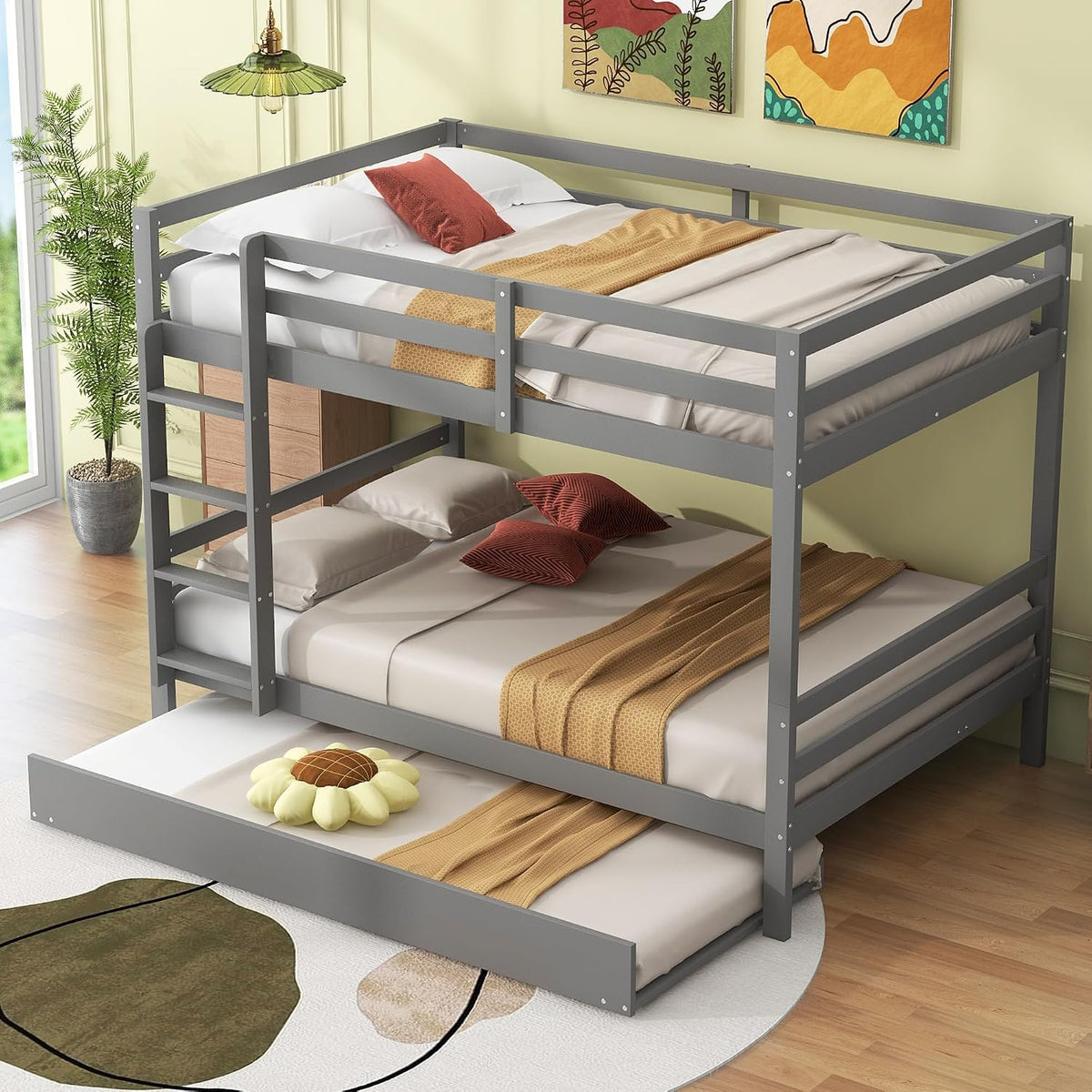 Oyemige Letto a castello, matrimoniale, 140 × 200 cm, Grigio, legno, con rete a doghe, materasso non incluso, per camera da letto