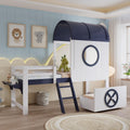 Letto a castello Kuczn, Bianco/Blu scuro, 90 × 200 cm, MDF, per camera da letto