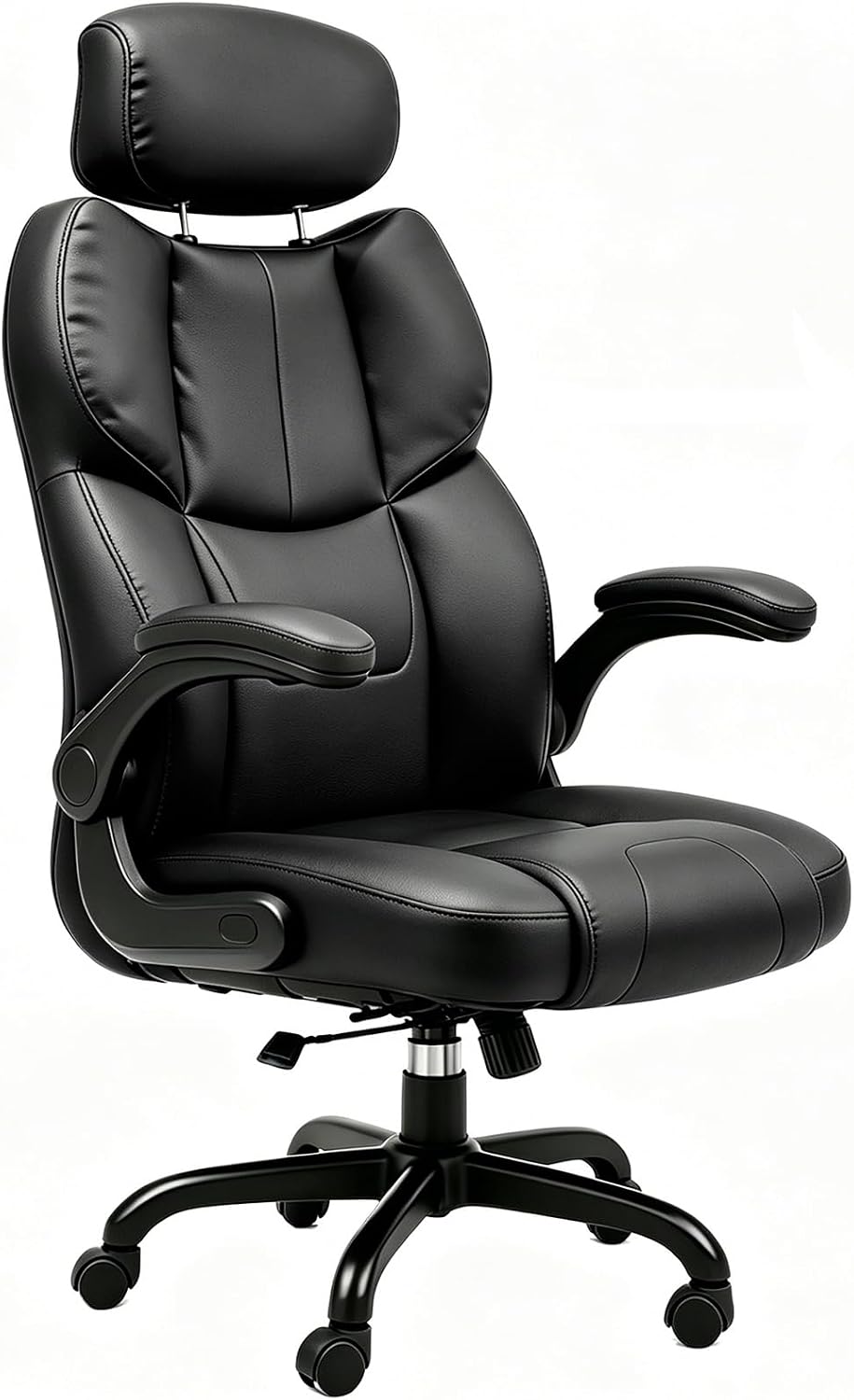 naspaluro Sedia da ufficio, 83 cm, Nero, girevole a 360°, regolabile, con ruote, con braccioli, ergonomica, per ufficio