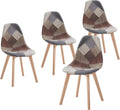 HJhomeheart Set di sedie da pranzo, 4 sedie, Marrone, legno massello, tessuto, per sala da pranzo e cucina