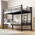 Letto a castello DELONGKE, trasformabile, con rete a doghe, 90 × 200 cm, Nero, metallo, per camera da letto