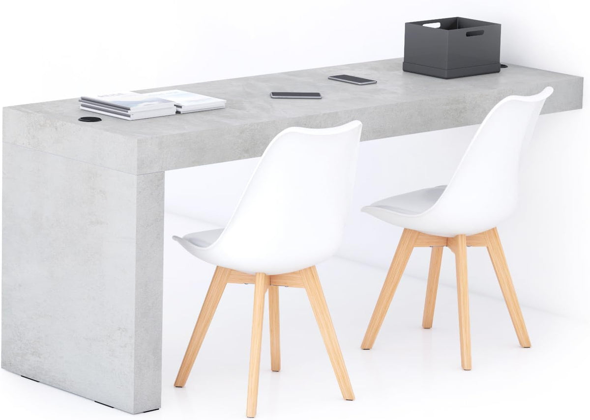 Mobili Fiver Scrivania, Grigio, con caricatore wireless, per ufficio