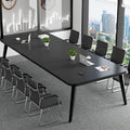 HOLGVE Tavolo da conferenza per 4 persone, 160 × 100 cm, Nero, con passacavi e piedini regolabili
