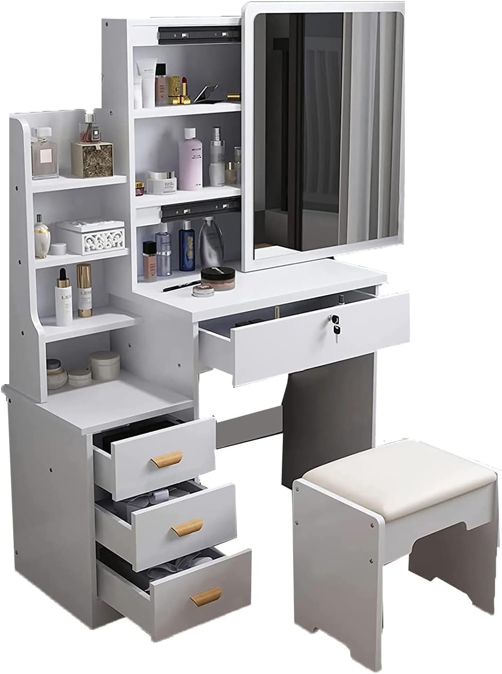 Toeletta 21 SHOP, BIANCO, per camera da letto o zona trucco