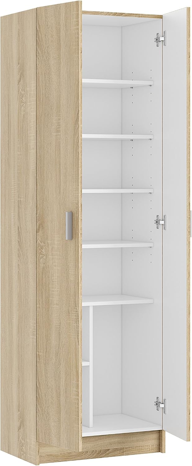Armadio EGLEMTEK, 59 × 37 × 180 cm, Rovere, 2 ante, 8 ripiani, per camera da letto