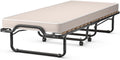 COSTWAY Brandina pieghevole con materasso memory foam, 200 × 80 × 40 cm, 15 doghe e 4 ruote