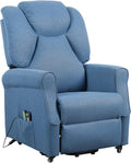 POLTRONE ITALIA Poltrona relax elettrica alzapersona, Blu, reclinabile, con vibromassaggio, per soggiorno