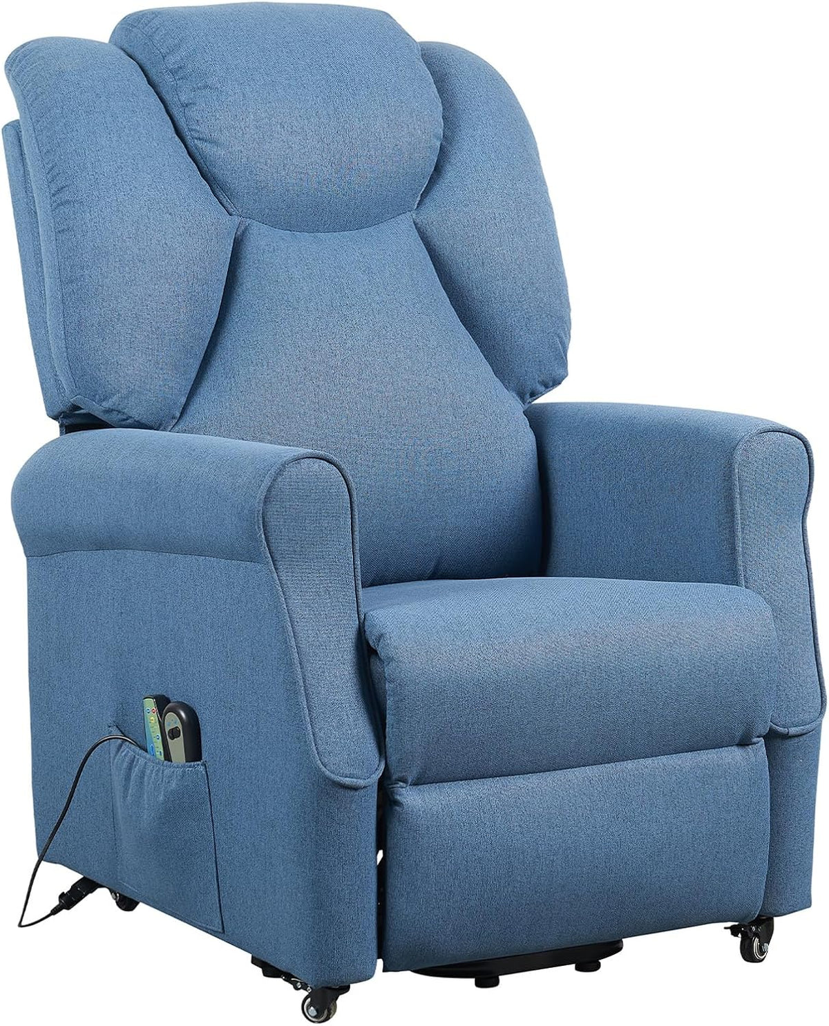POLTRONE ITALIA Poltrona relax elettrica alzapersona, Blu, reclinabile, con vibromassaggio, per soggiorno