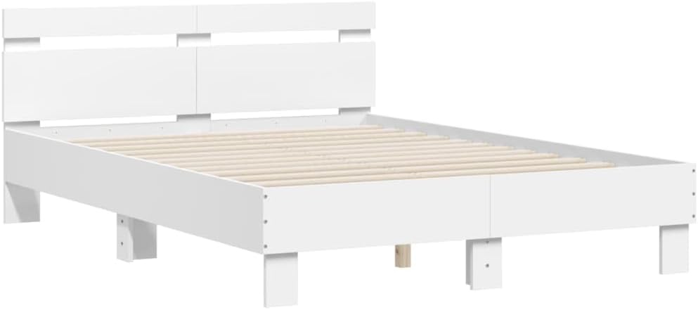 vidaXL Struttura letto, 120 × 200 cm, Bianco, legno, con testiera, per camera da letto