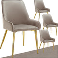 tectake Set di sedie da pranzo, 4 sedie, Tortora, acciaio, velluto, ergonomico, per sala da pranzo e cucina