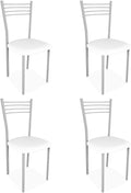 Sedia Homey, Kilembo, 39,5 × 37,5 × 96 cm, 4 sedie, Bianco, alluminio, similpelle, per sala da pranzo e cucina
