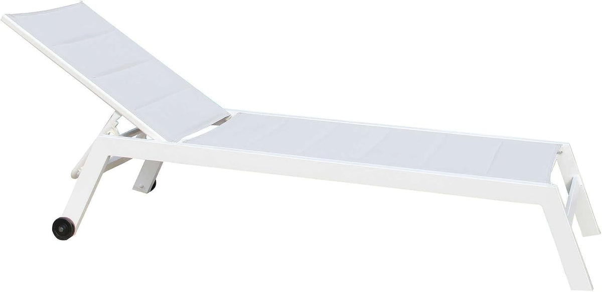 milani home Lettino prendisole, pieghevole, imbottito, idrorepellente, Bianco, alluminio, textilene, per giardino e terrazzo