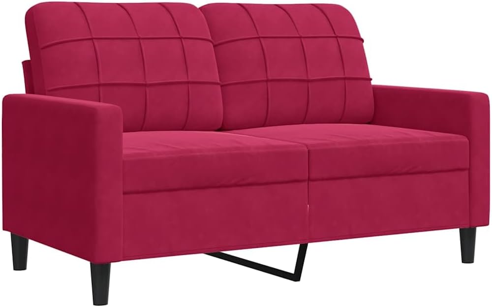 vidaXL Divano, 2 posti, 120 cm, Rosso, velluto, per soggiorno