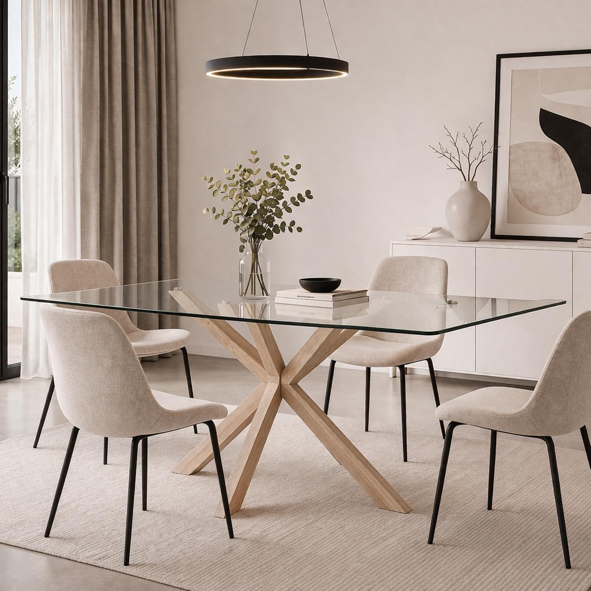 Tavolo da pranzo Yellowshop, Naturale, 160 × 90 cm, legno, acciaio, per sala da pranzo e cucina