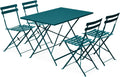 Set da pranzo Alice's Garden, 110 × 70 × 71 cm, Blu, 4 sedie, pieghevole, acciaio, per giardino e terrazzo