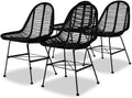 vidaXL Set di 4 sedie da pranzo in rattan naturale, Naturale/Nero, 48 × 61 × 85 cm, gambe in ferro