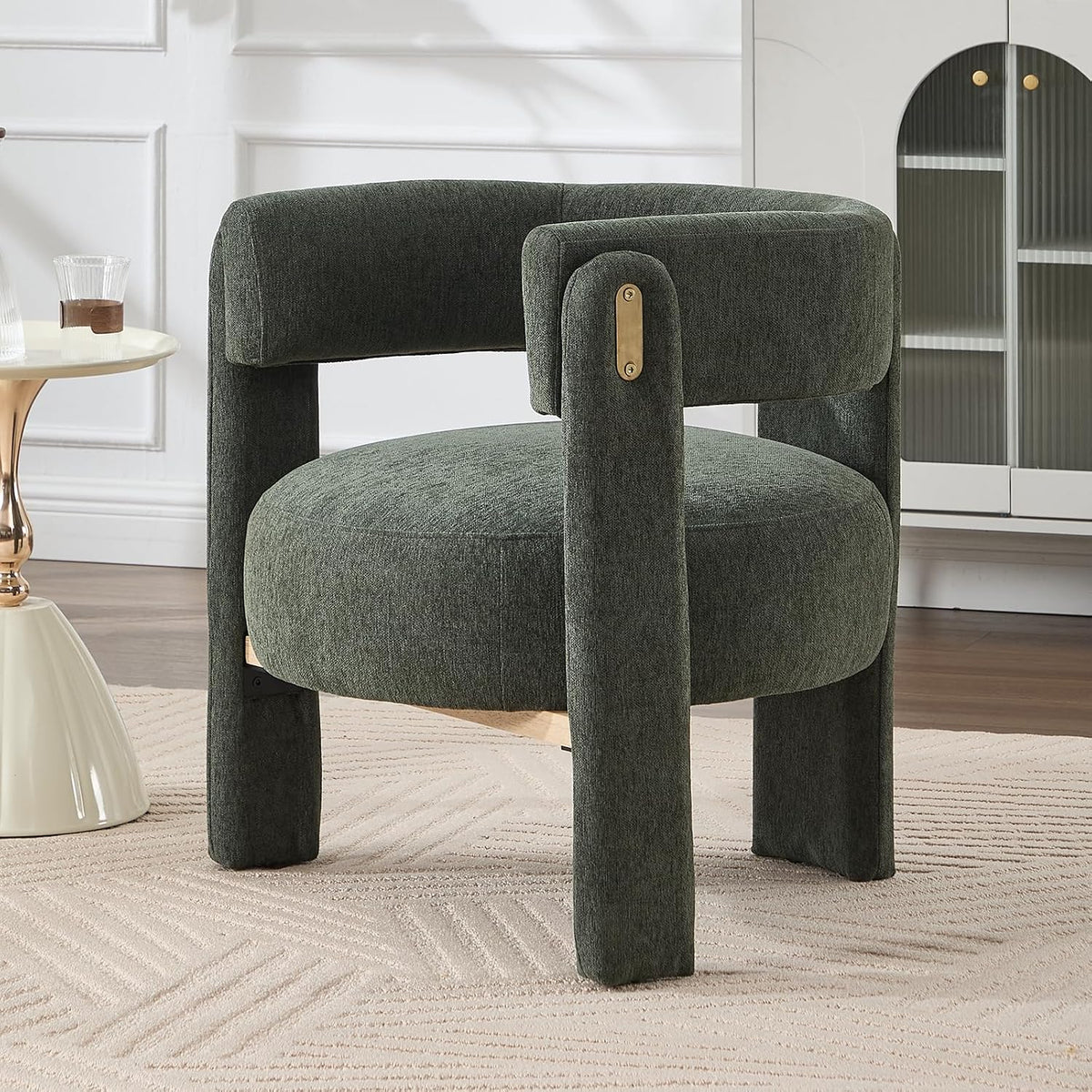 Poltrona Ya-Home, Verde, imbottito, legno, tessuto, per soggiorno