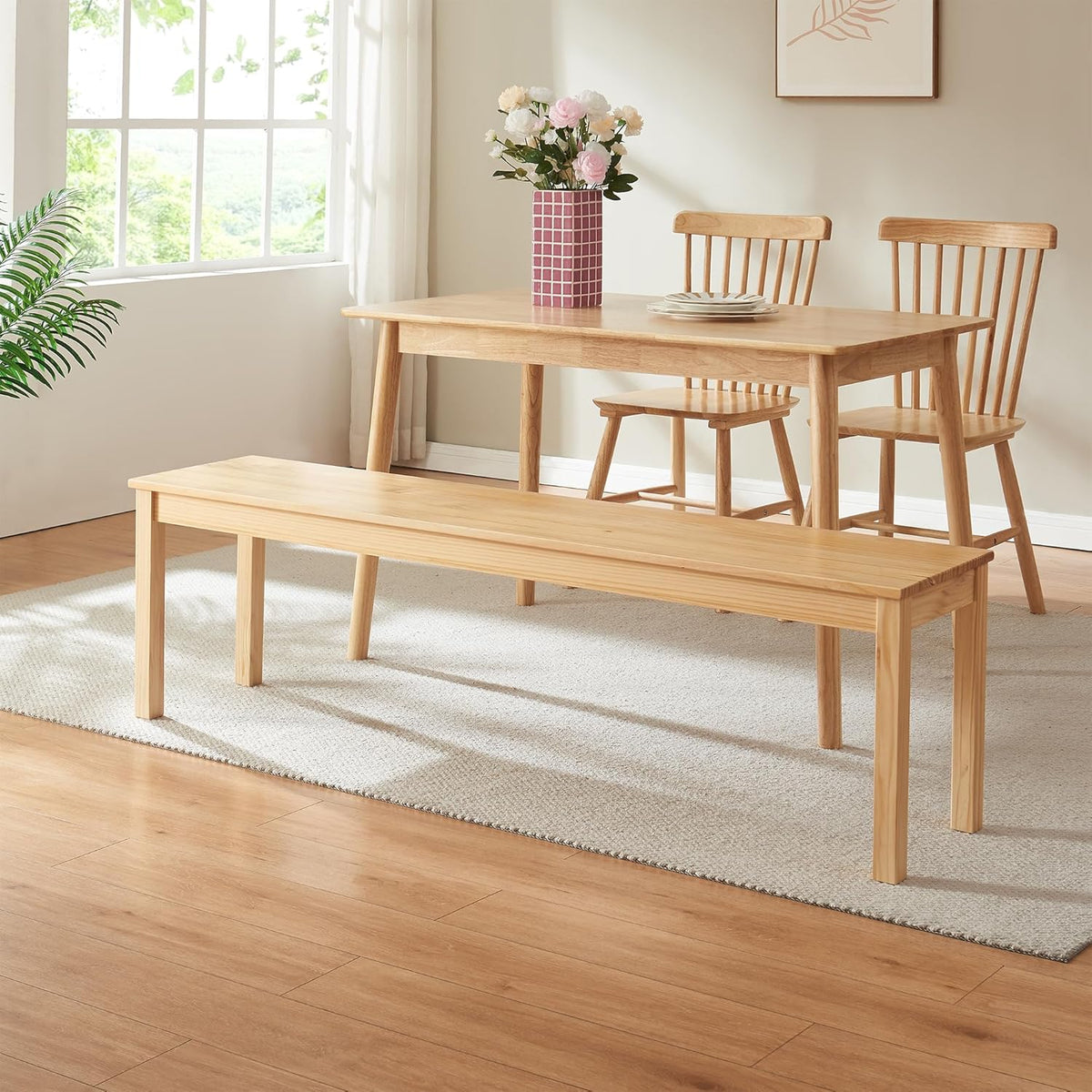 Panca en.casa, 160 × 35 × 45 cm, Naturale, legno, per soggiorno