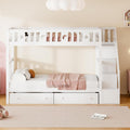 Letto a castello Idemon, con rete a doghe, 90 × 200 cm, Bianco, legno massello, per camera da letto