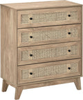 HOMCOM Cassettiera, 4 cassetti, 80 × 35 × 95 cm, Naturale, legno, per camera da letto