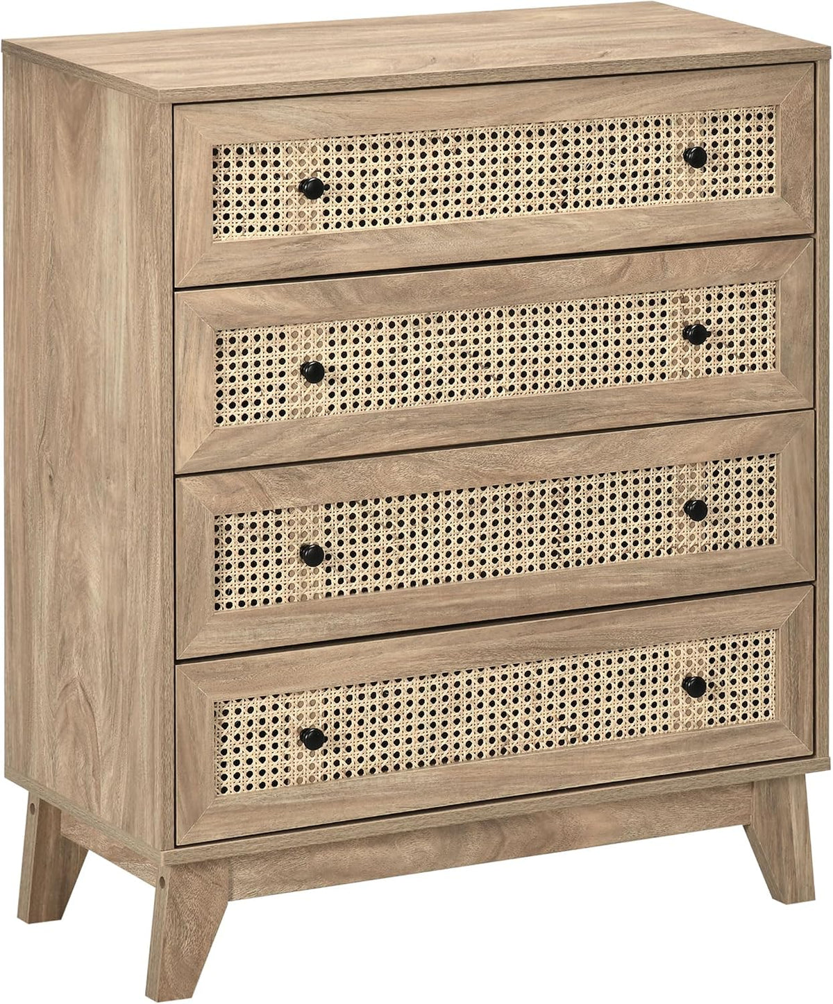 HOMCOM Cassettiera, 4 cassetti, 80 × 35 × 95 cm, Naturale, legno, per camera da letto
