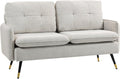 HOMCOM Divano, 139 × 68 × 80 cm, Crema, 2 posti, con braccioli, acciaio, con cuscini, per soggiorno