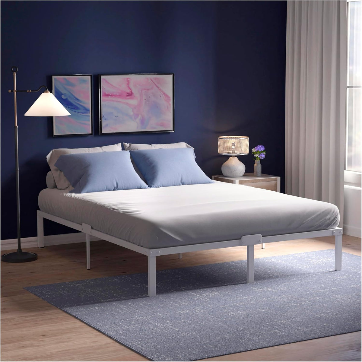Letto Dreamzie, 180 × 200 cm, 182 × 202 cm, Bianco, metallo, per camera da letto
