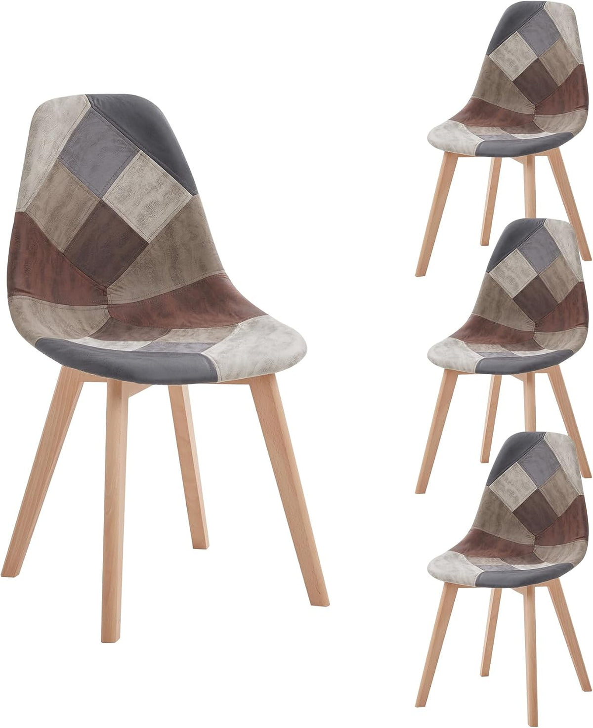 BenyLed Set di sedie da pranzo, 4 sedie, Grigio, legno, per sala da pranzo e cucina