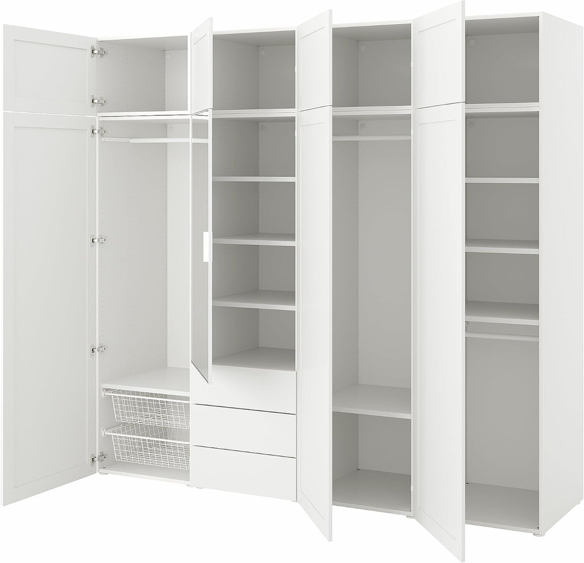 Armadio Protuning, 3 cassetti, Bianco, 240 × 57 × 221 cm, vetro