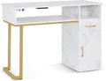 Barberpub Scrivania, 50 × 110 × 82 cm, Bianco/Oro, legno, per ufficio