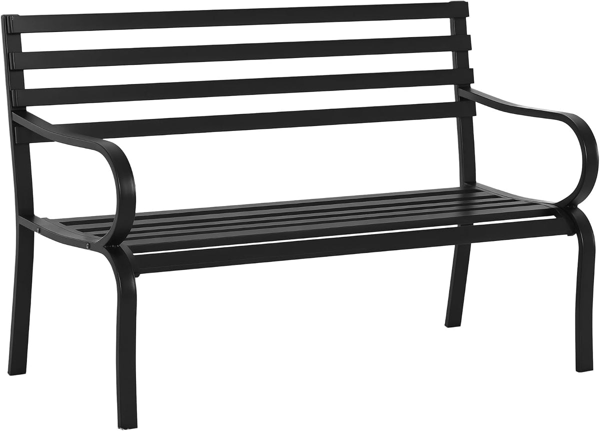 Panca Outsunny, 127 × 62 × 82cm, 2 posti, Nero, metallo, per giardino e terrazzo
