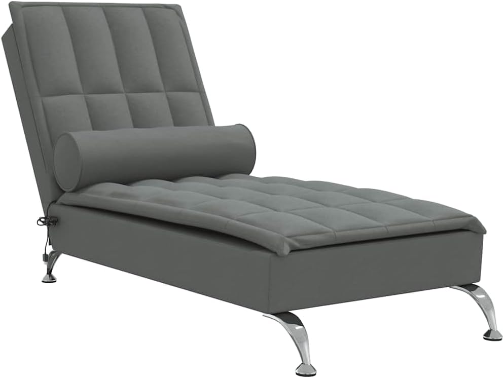 vidaXL Poltrona relax, Grigio scuro, tessuto, massaggiante, con capezzale, per soggiorno