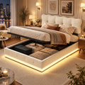 LKPOMI Letto, matrimoniale, 140 × 200 cm, Beige, velluto, regolabile, con rete a doghe, imbottito, materasso non incluso, per camera da letto