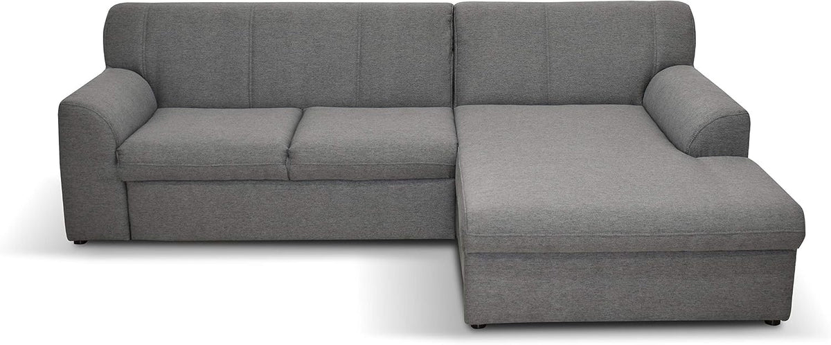 Divano angolare DOMO. collection, imbottito, 245 × 155 × 78 cm, Grigio, tessuto, per soggiorno