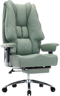 EXCEBET Sedia da ufficio, Verde, pelle, regolabile, con braccioli, ergonomica, per ufficio