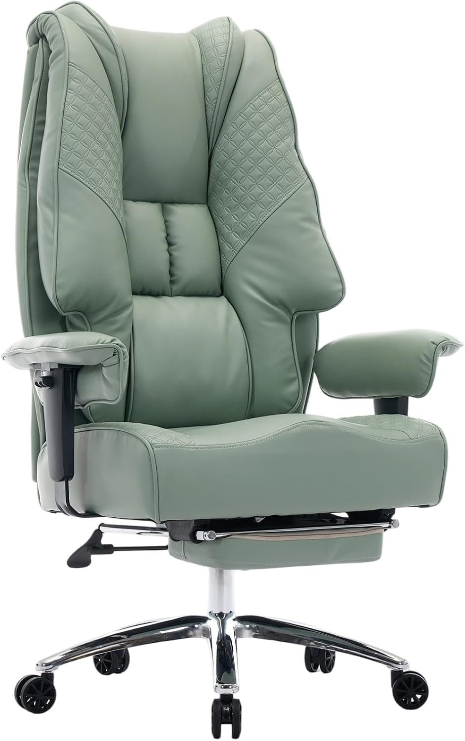 EXCEBET Sedia da ufficio, Verde, pelle, regolabile, con braccioli, ergonomica, per ufficio