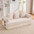 Divano modulare Trdlpyn, Beige, 3 posti, pieghevole, metallo, velluto, con cuscini, per soggiorno