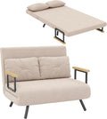 HOMCOM Brandina pieghevole, 2 posti, 4 in 1, Beige, 102 × 73 × 81 cm, velluto, con cuscini, regolabile, per ufficio