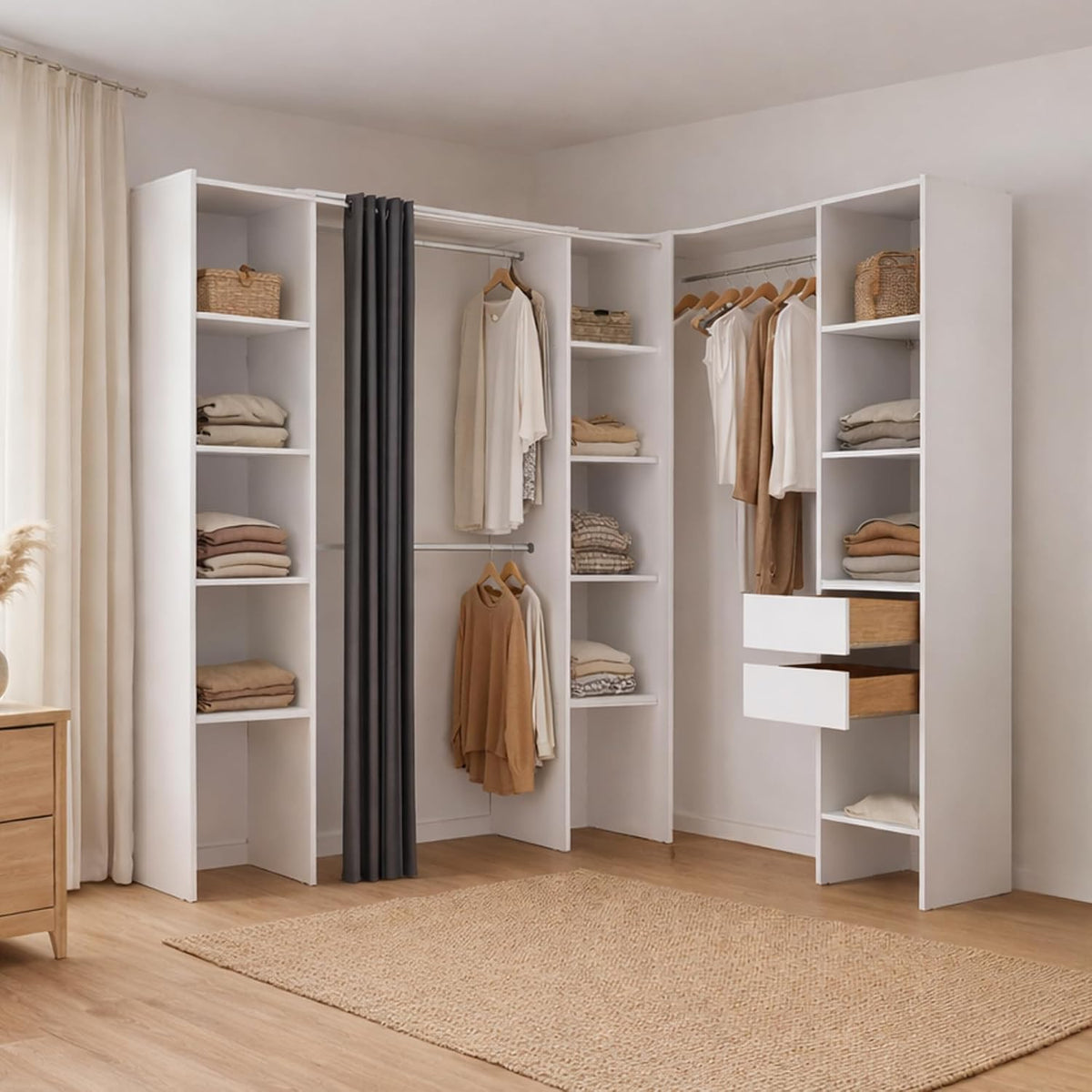 Armadio guardaroba Dmora, Bianco, legno, per camera da letto