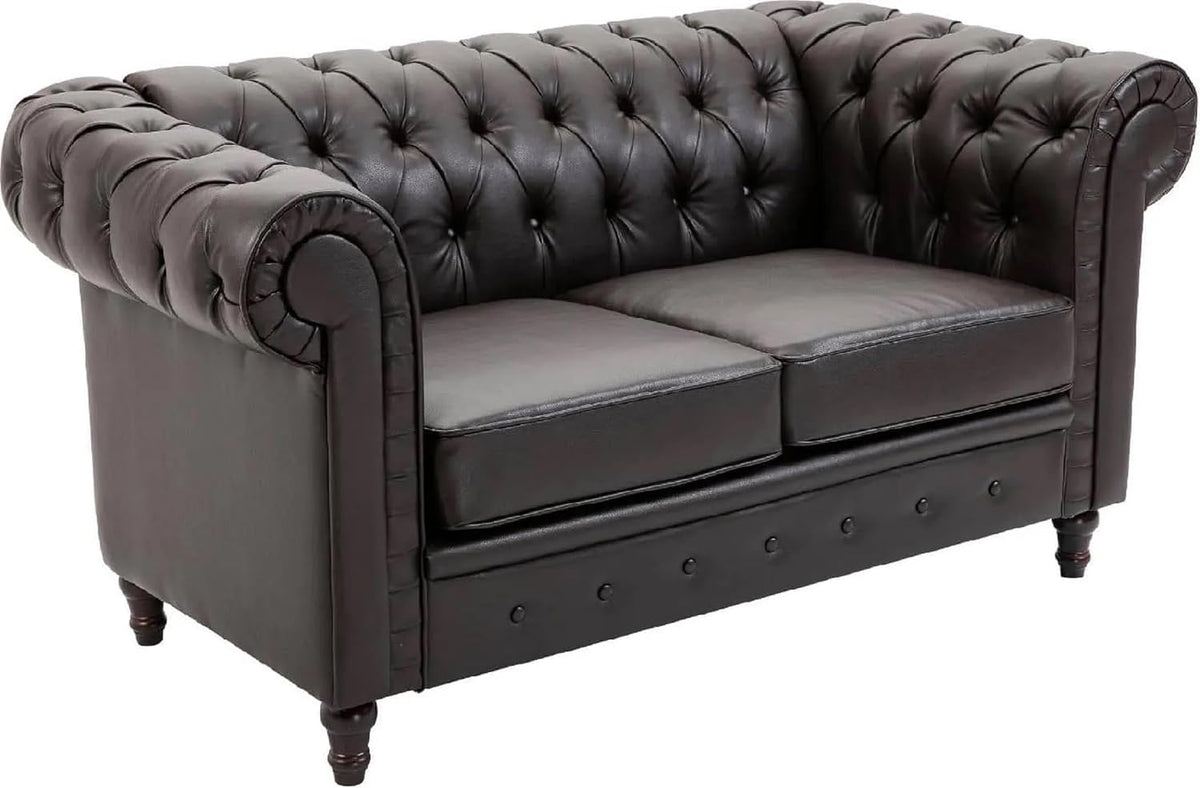 Divano DecHome, 2 posti, Nero, 160 × 84 × 80 cm, similpelle, per soggiorno