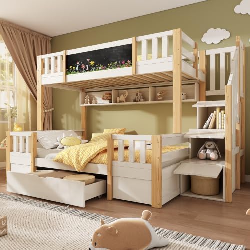 Yrxin Letto a castello, 140 × 200 cm, Bianco, legno, con rete a doghe, per camera da letto