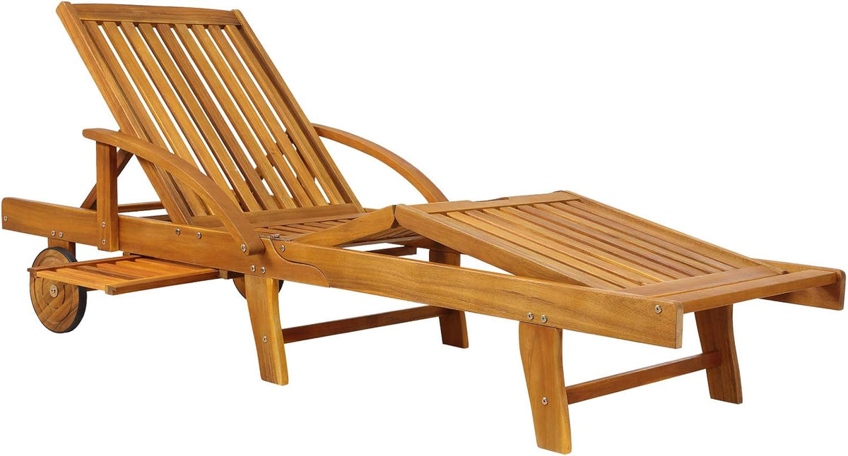 Lettino prendisole CASARIA, 196 × 69 × 85 cm, legno, per giardino e terrazzo