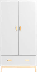 Rebecca Mobili Armadio guardaroba, RE6986, 2 ante, Bianco/Marrone, 175 × 80 × 55 cm, MDF, per camera da letto