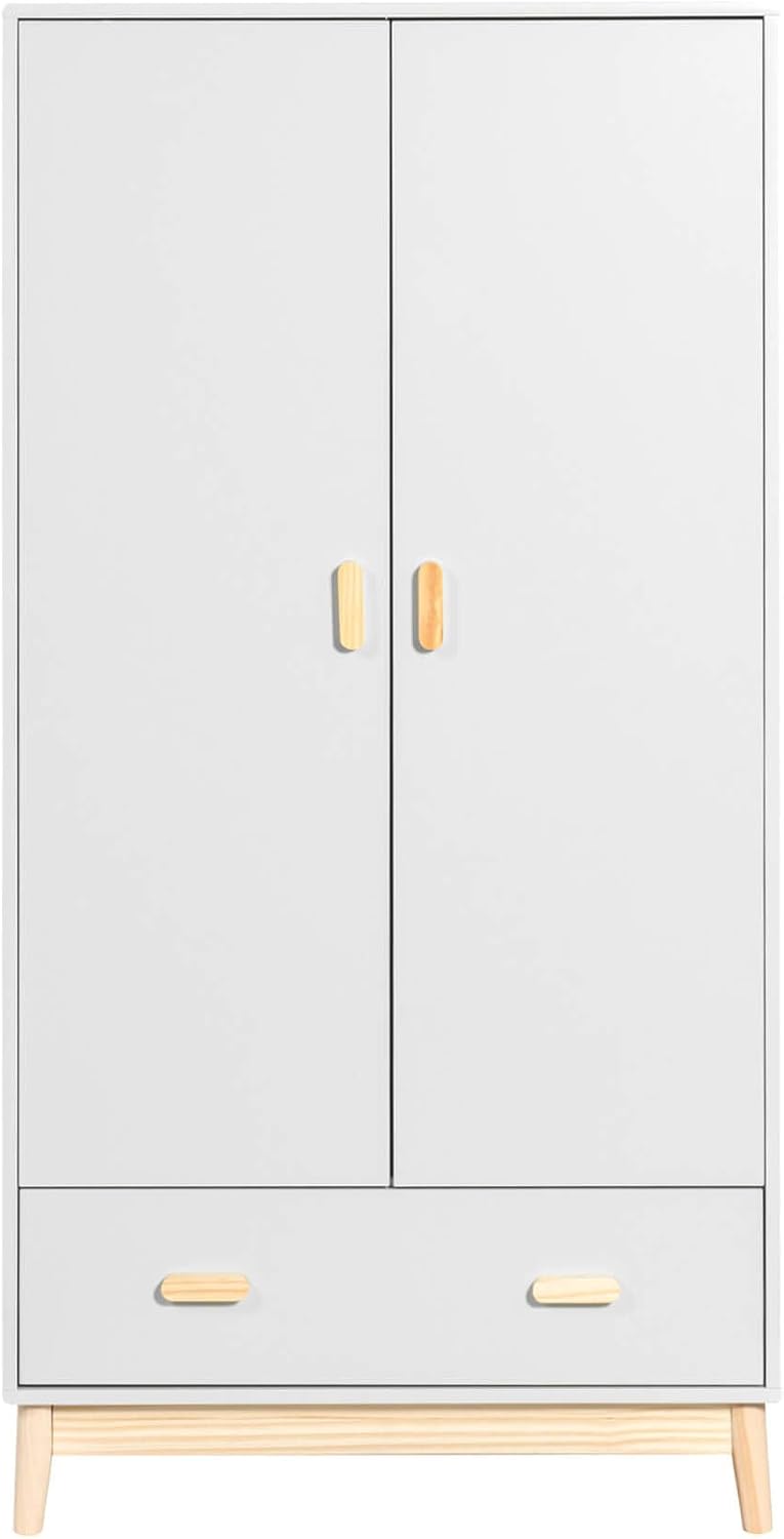 Rebecca Mobili Armadio guardaroba, RE6986, 2 ante, Bianco/Marrone, 175 × 80 × 55 cm, MDF, per camera da letto