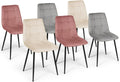 Set di sedie da pranzo IDMarket, Rosa/Grigio chiaro/Beige, 6 sedie, velluto